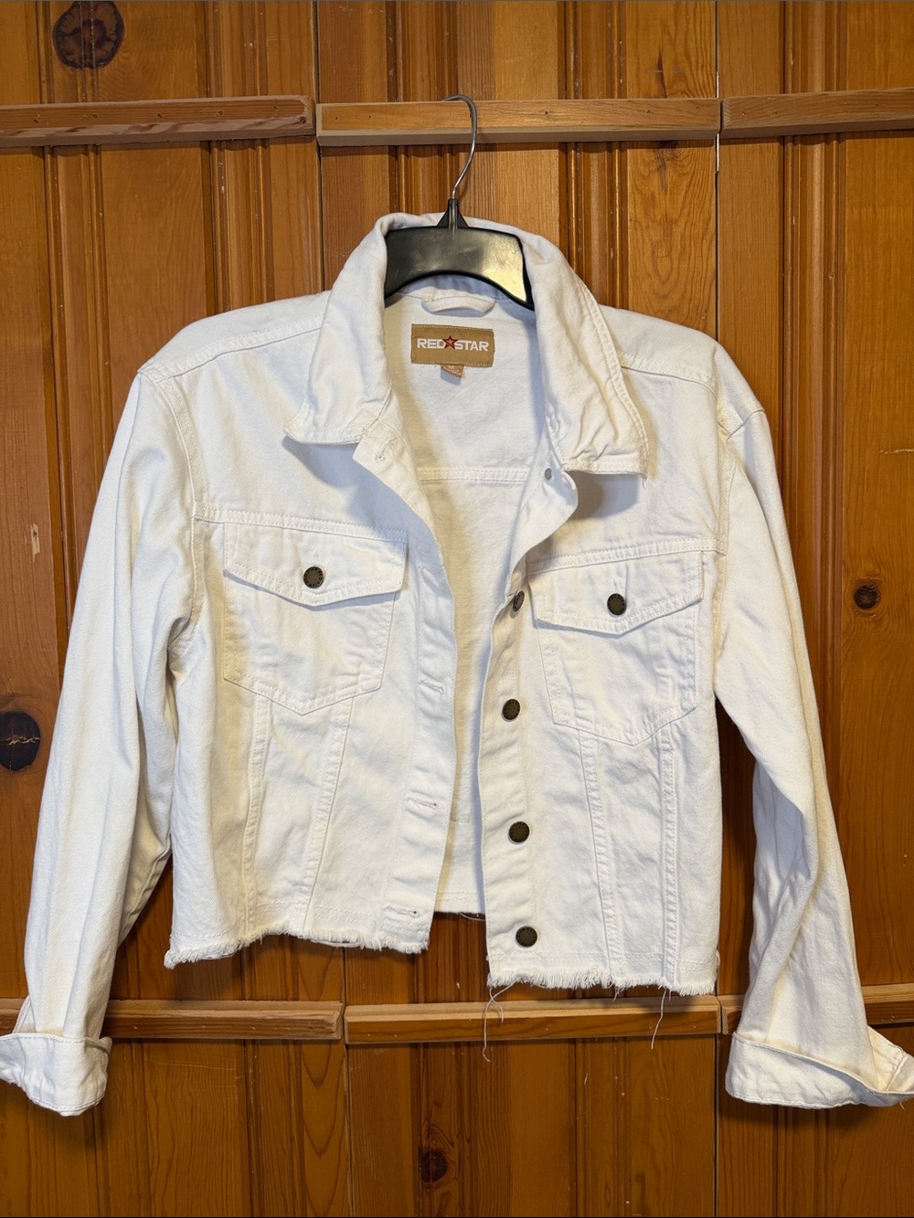 Women's Red Star White Denim Jacket